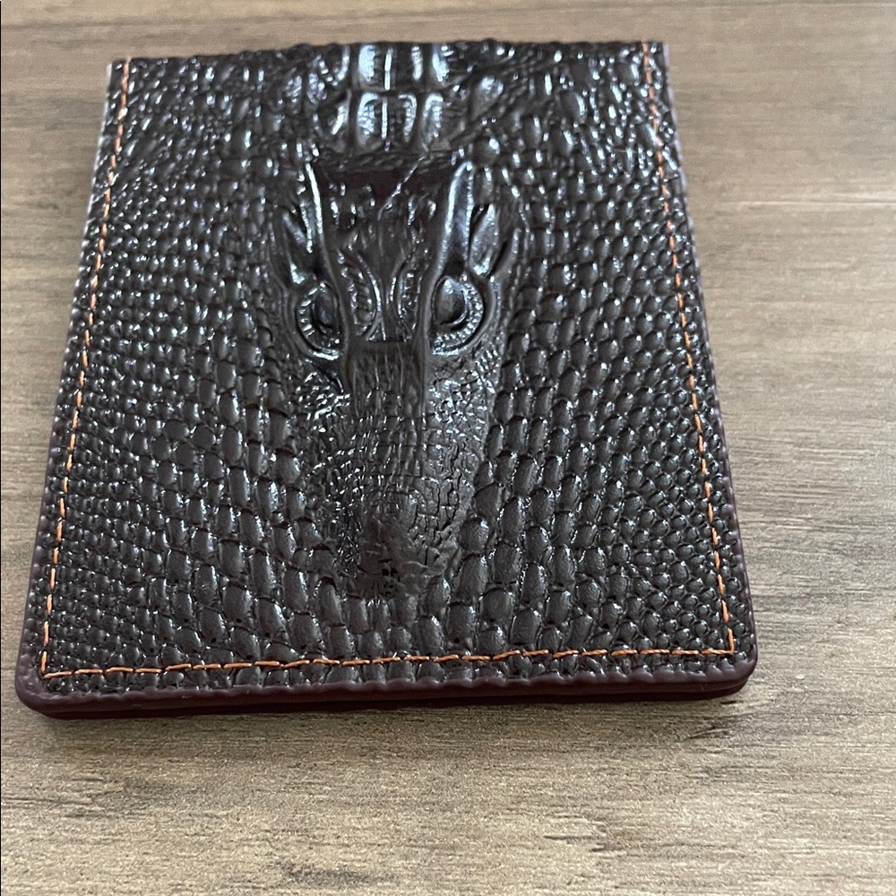 Leather Baby Alligator Faux Reptile skin bifold  card wallet 3D “ALLIGATOR “